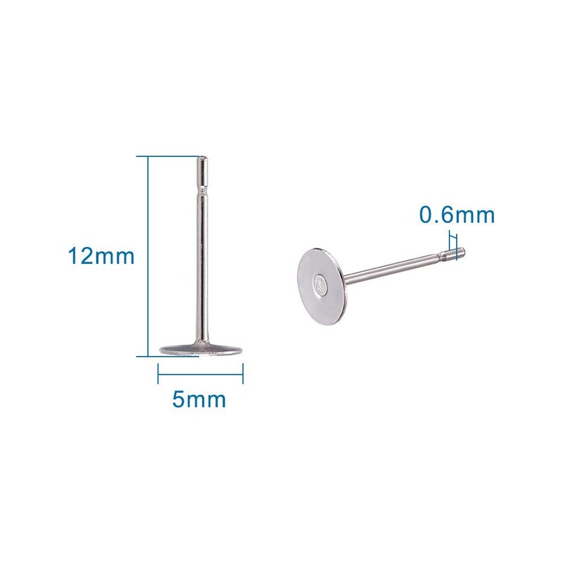 Craftdady 500Pcs Stainless Steel Earring Posts 5mm Flat Pad Blank Tray Stud Earrings for Earring Jewelry Making - Image 4